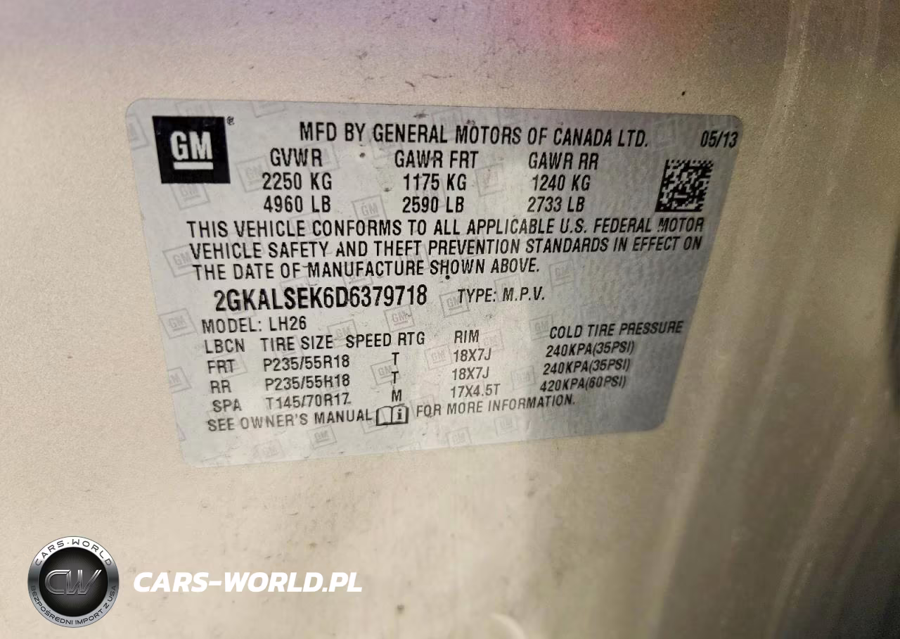 2013 GMC Terrain Sle VIN:2GKALSEK6D6379718 - 12