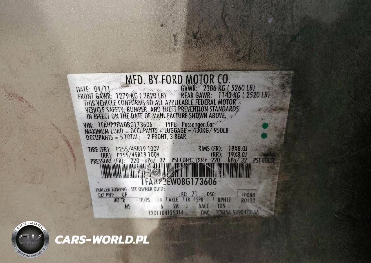 2011 Ford Taurus Sel VIN:1FAHP2EW0BG173606 - 12