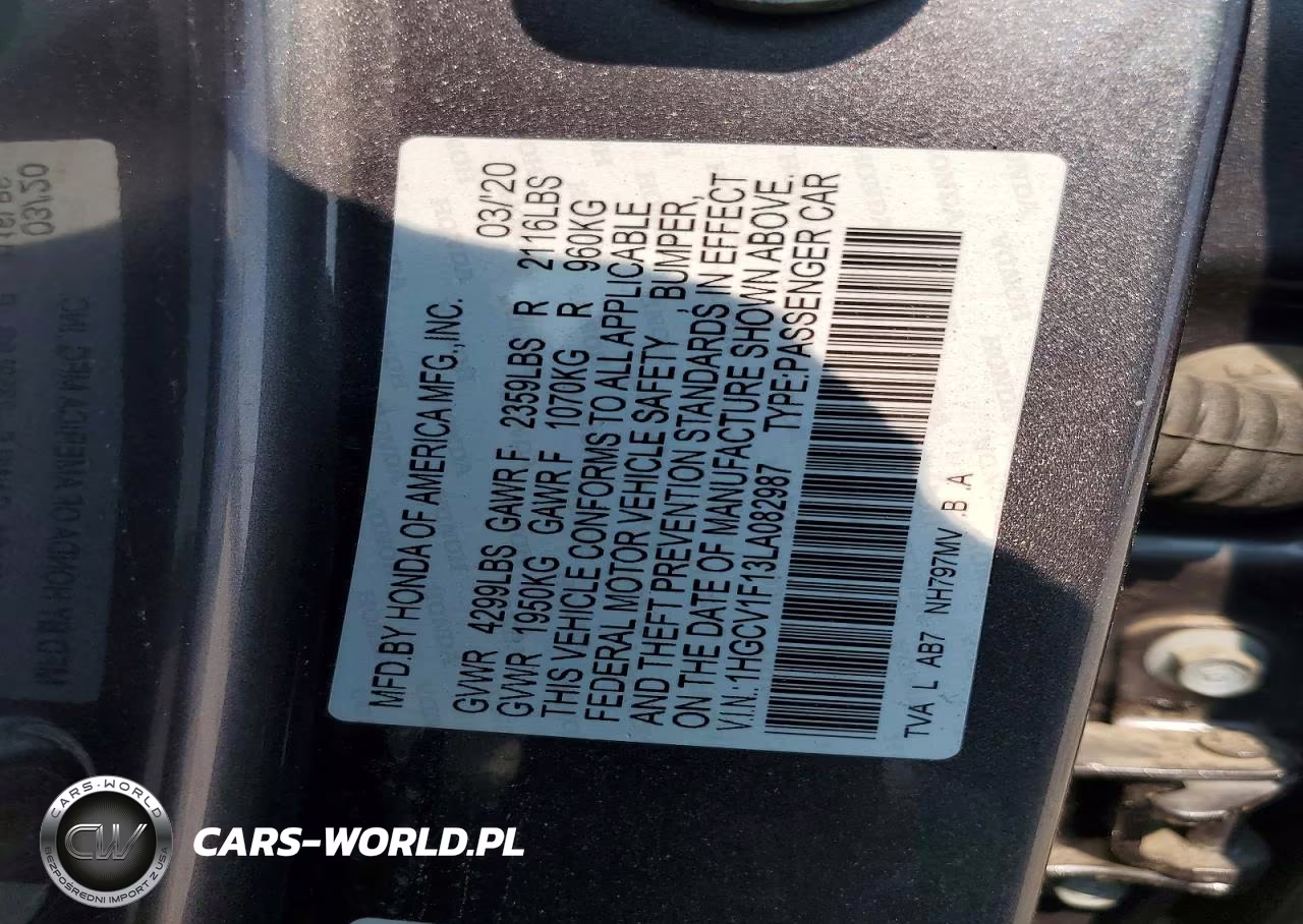 2020 Honda Accord Lx VIN:1HGCV1F13LA082987 - 13
