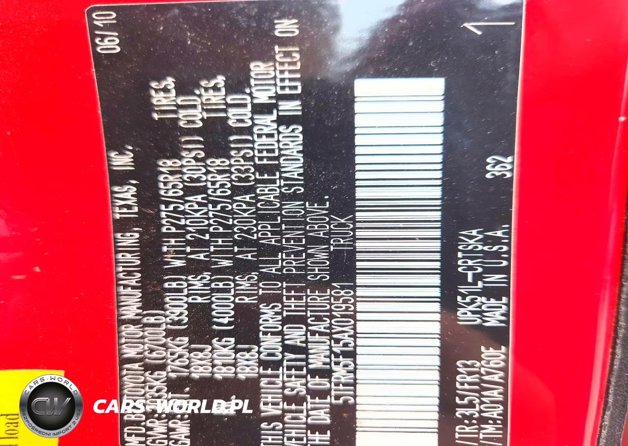 2010 Toyota Tundra VIN:5TFRM5F15AX019581 - 12
