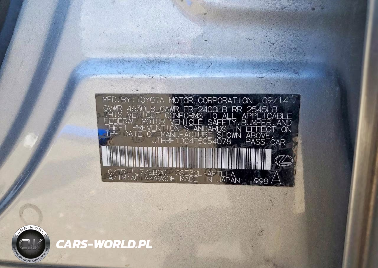 2015 Lexus Is 250 VIN:JTHBF1D24F5054078 - 13