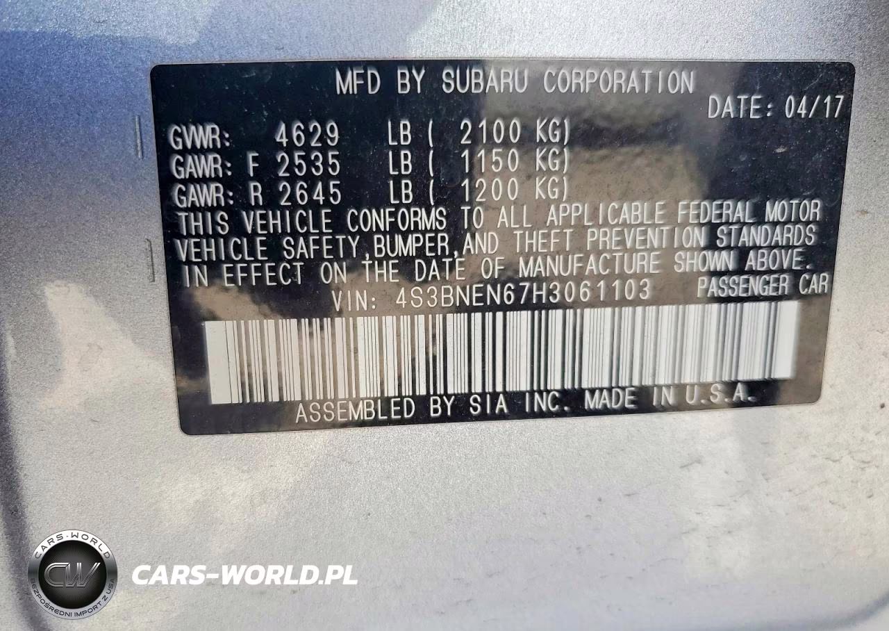 2017 Subaru Legacy 3.6R Limited VIN:4S3BNEN67H3061103 - 13