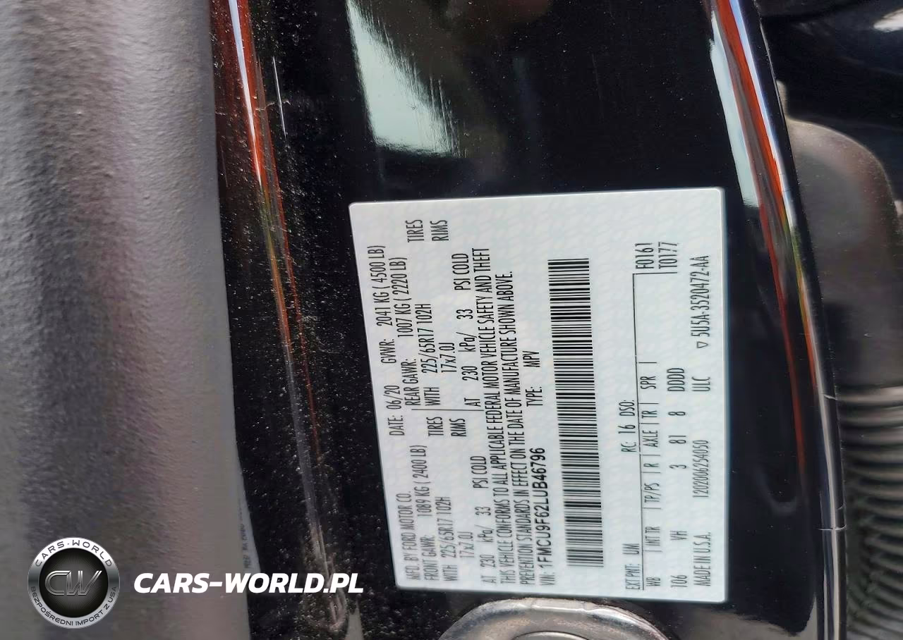 2020 Ford Escape S VIN:1FMCU9F62LUB46796 - 13