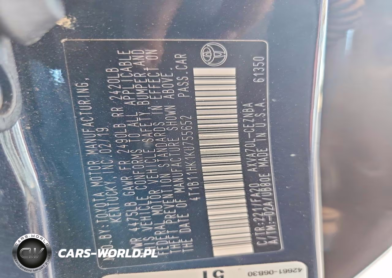 2019 Toyota Camry Le VIN:4T1B11HK1KU755652 - 13