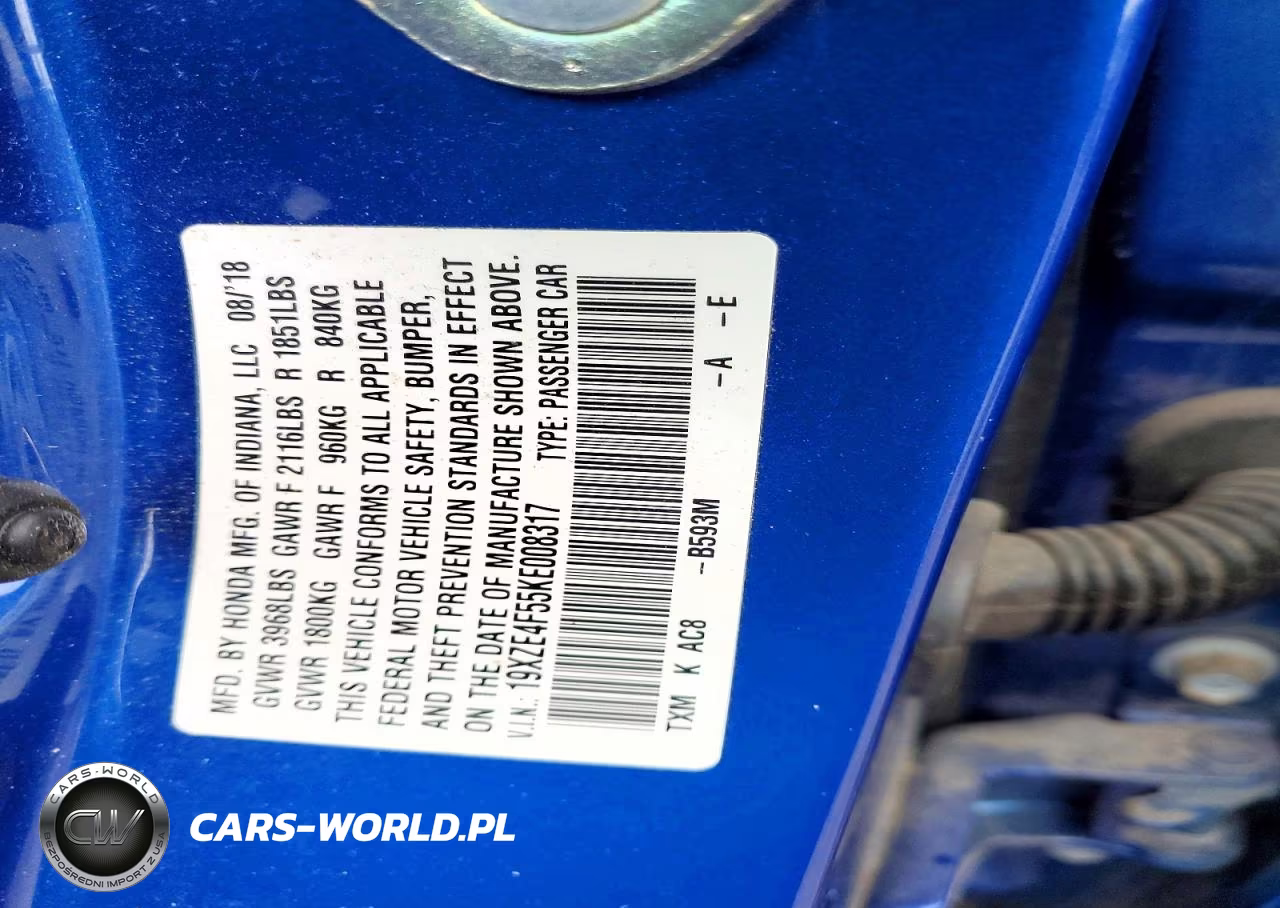 2019 Honda Insight Ex VIN:19XZE4F55KE008317 - 12