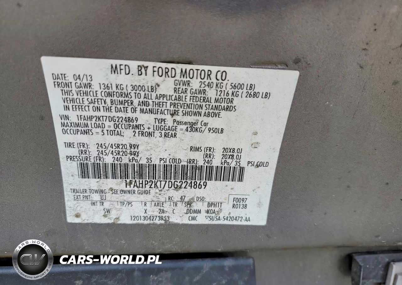 2013 Ford Taurus Sho VIN:1FAHP2KT7DG224869 - 13