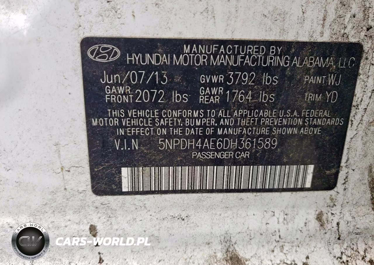 2013 Hyundai Elantra Gls VIN:5NPDH4AE6DH361589 - 12