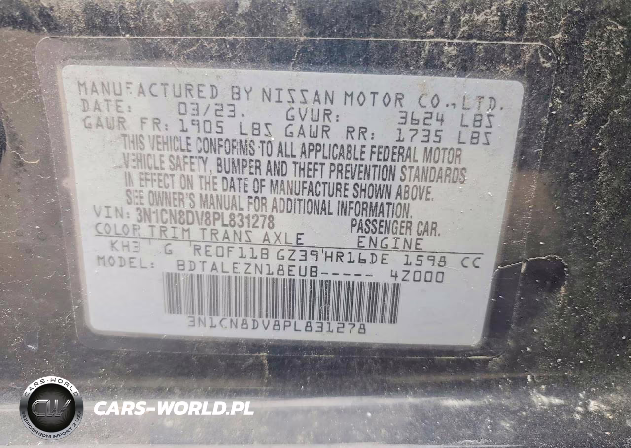 2023 Nissan Versa S VIN:3N1CN8DV8PL831278 - 12