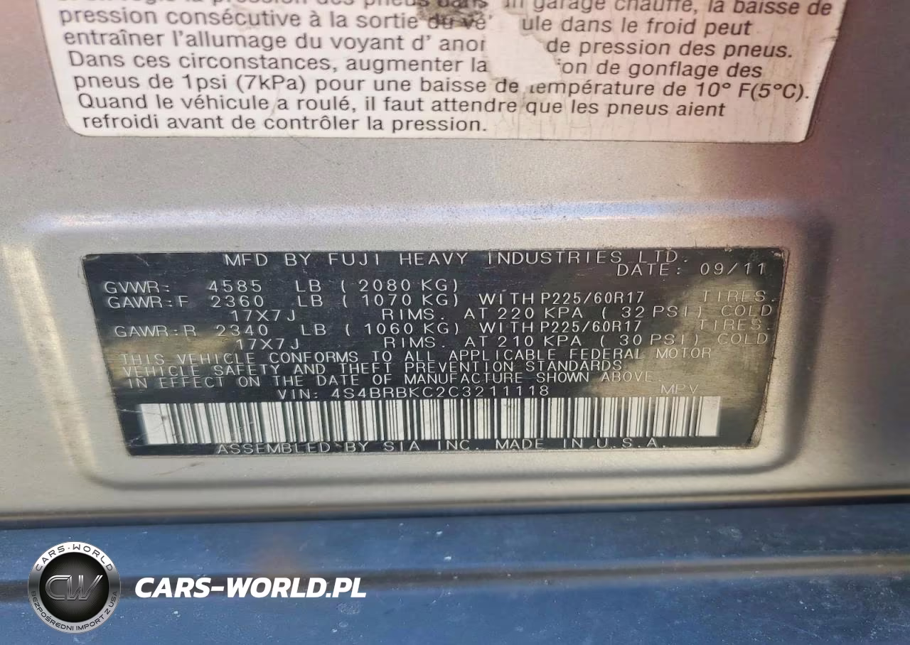 2012 Subaru Outback 2.5I Limited VIN:4S4BRBKC2C3211118 - 12