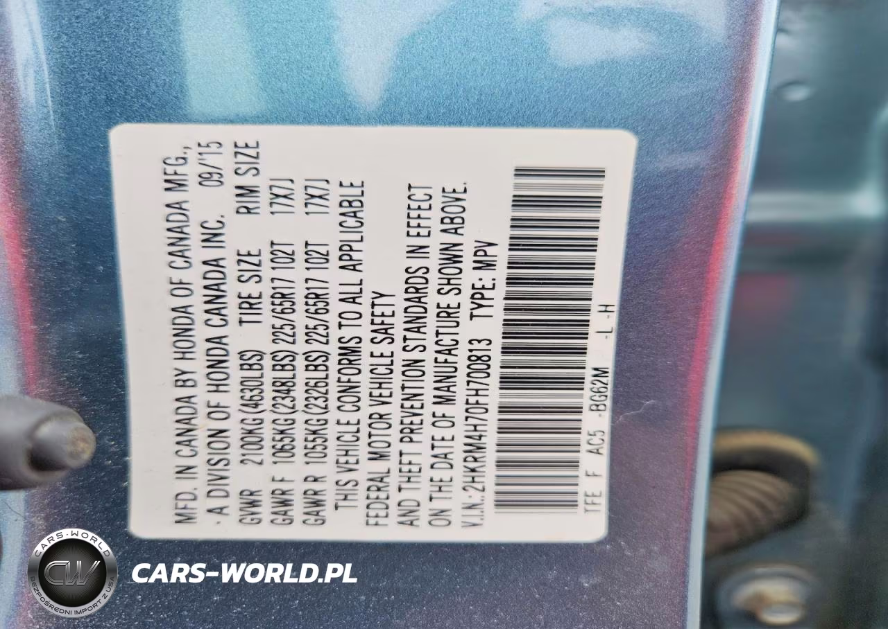 2015 Honda Cr-V Exl VIN:2HKRM4H70FH700813 - 13