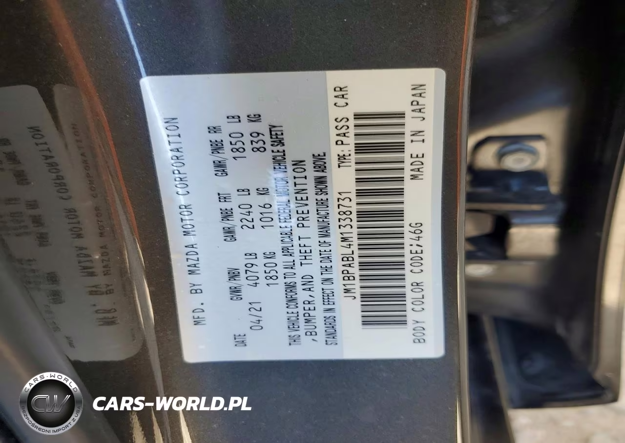 2021 Mazda 3 Select VIN:JM1BPABL4M1338731 - 12