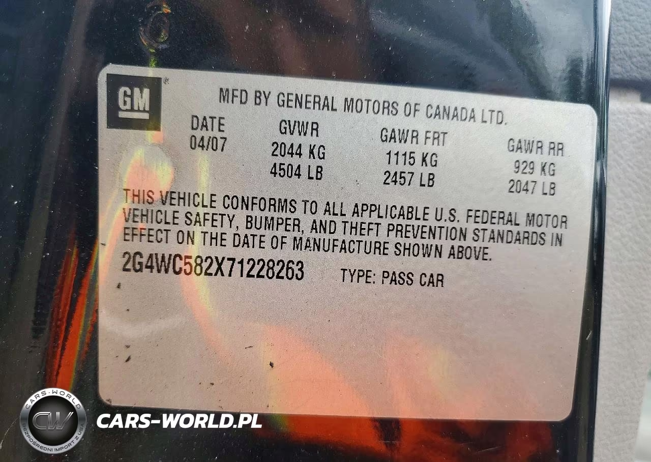 2007 Buick Lacrosse Cx VIN:2G4WC582X71228263 - 12