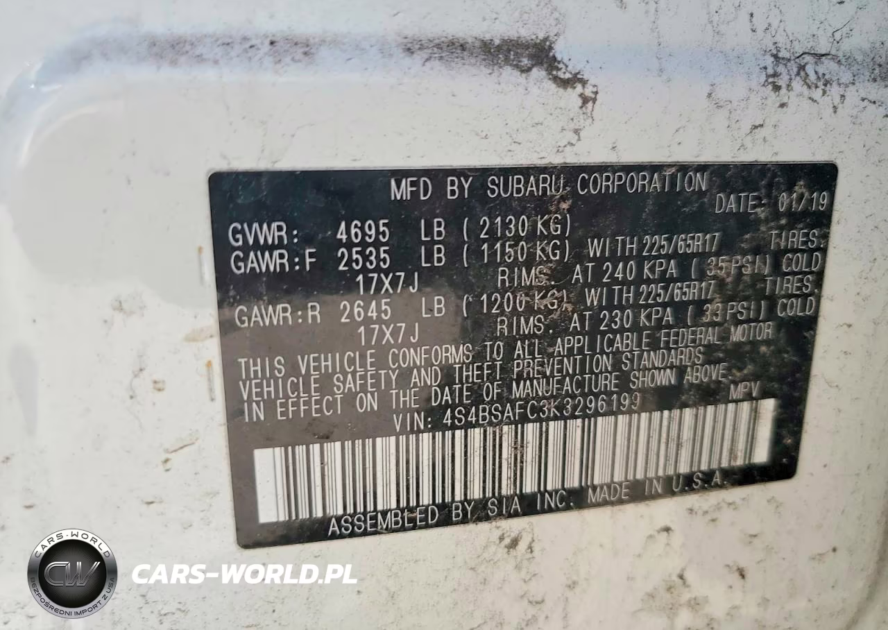 2019 Subaru Outback 2.5I Premium VIN:4S4BSAFC3K3296199 - 13
