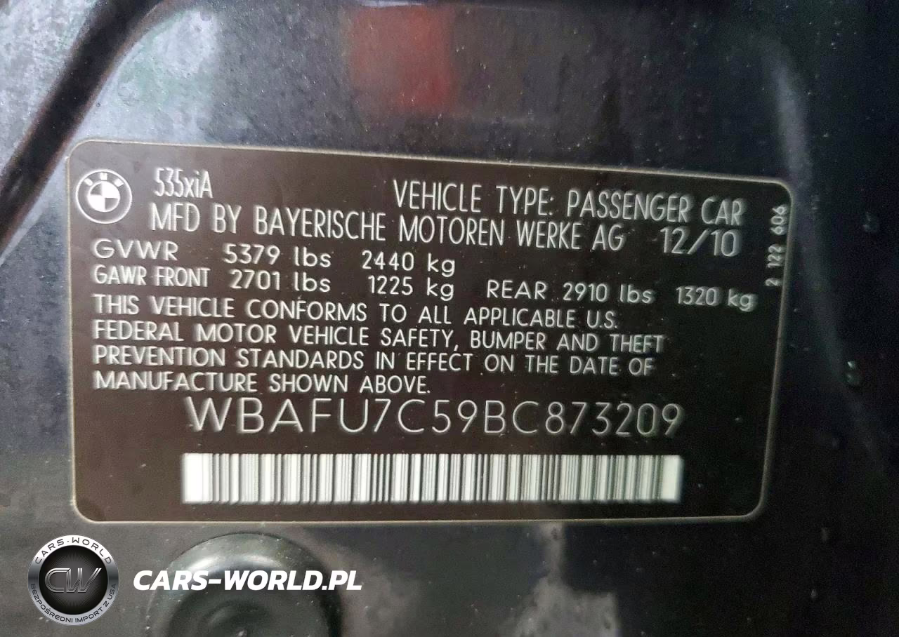 2011 BMW 535 Xi VIN:WBAFU7C59BC873209 - 12