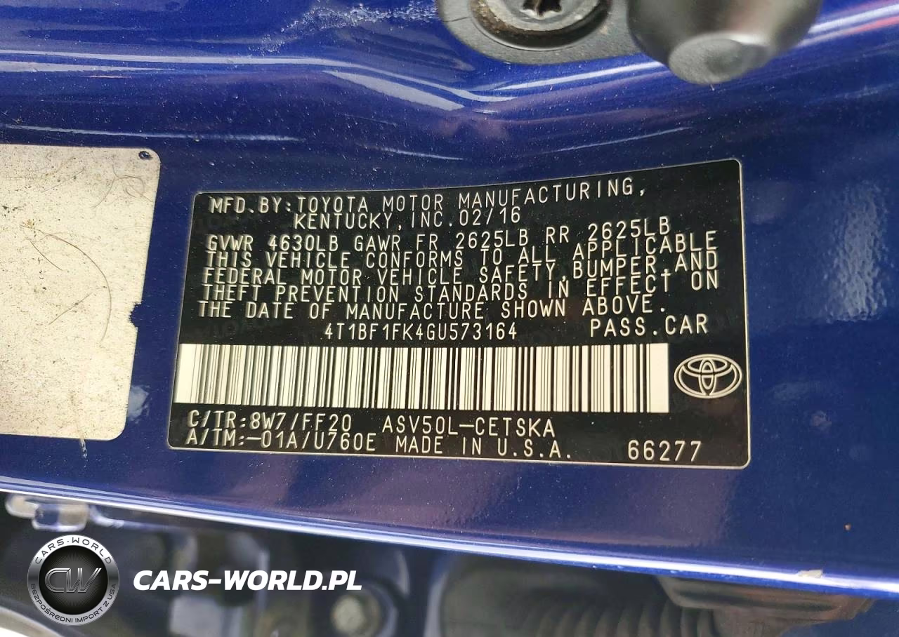 2016 Toyota Camry Se VIN:4T1BF1FK4GU573164 - 12