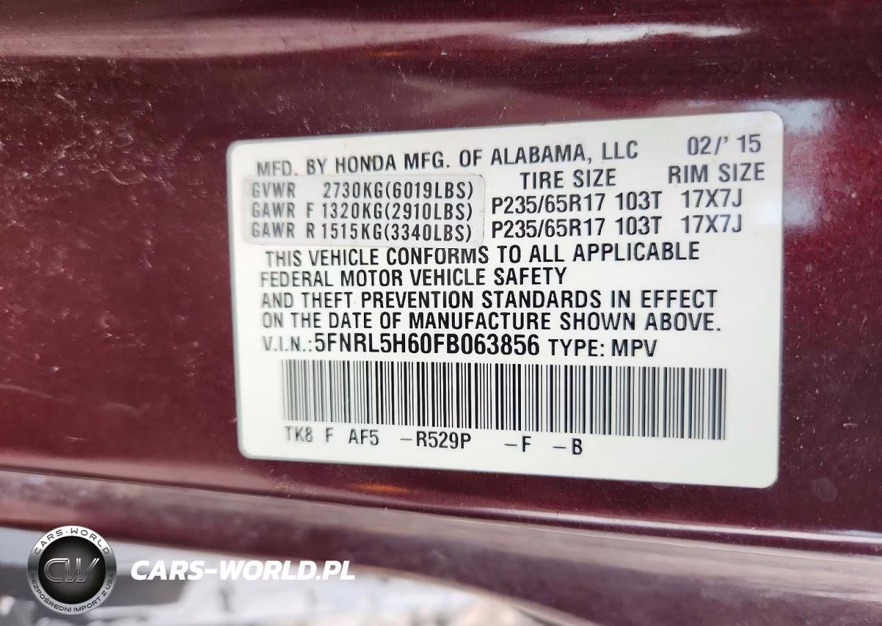 2015 Honda Odyssey Exl VIN:5FNRL5H60FB063856 - 13