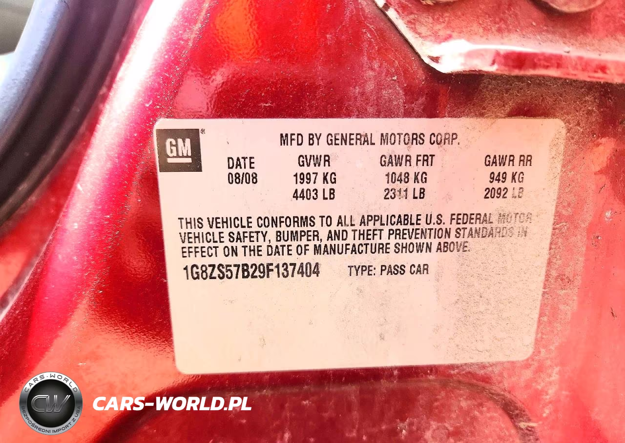 2009 Saturn Aura Xe VIN:1G8ZS57B29F137404 - 12