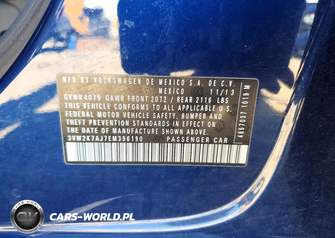 2014 Volkswagen Jetta Base-S VIN:3VW2K7AJ7EM396190 - 12