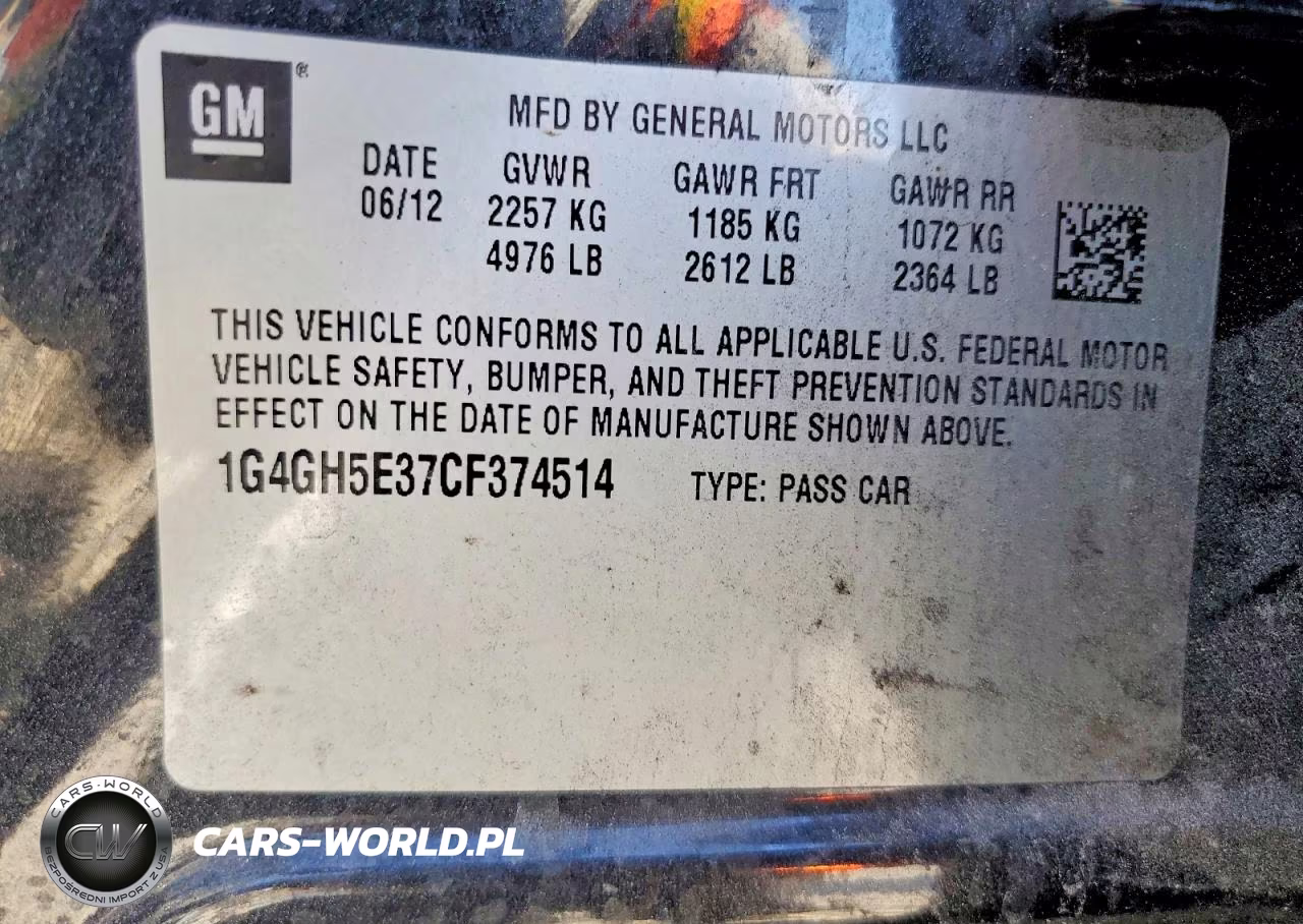 2012 Buick Lacrosse Premium VIN:1G4GH5E37CF374514 - 12