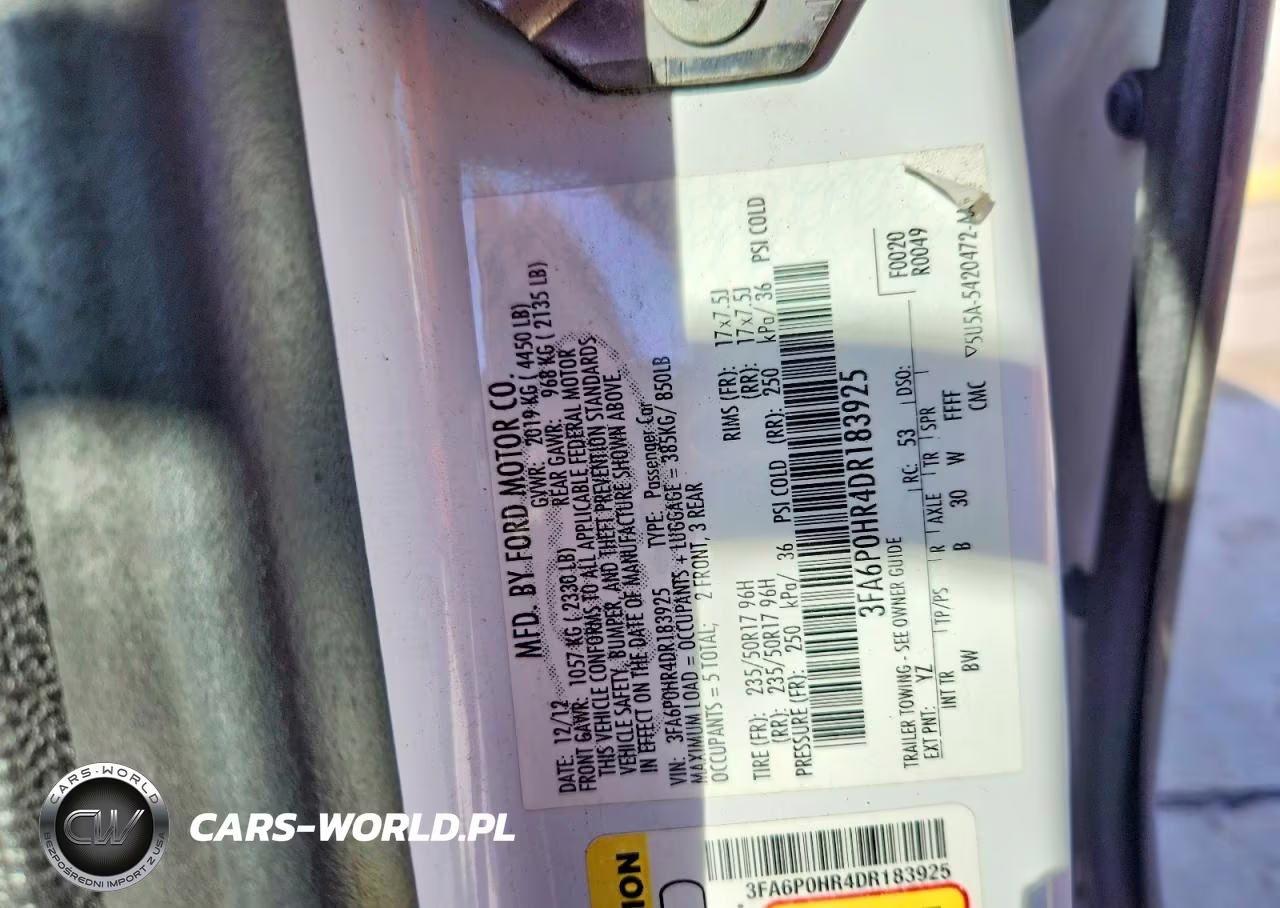 2013 Ford Fusion Se VIN:3FA6P0HR4DR183925 - 12