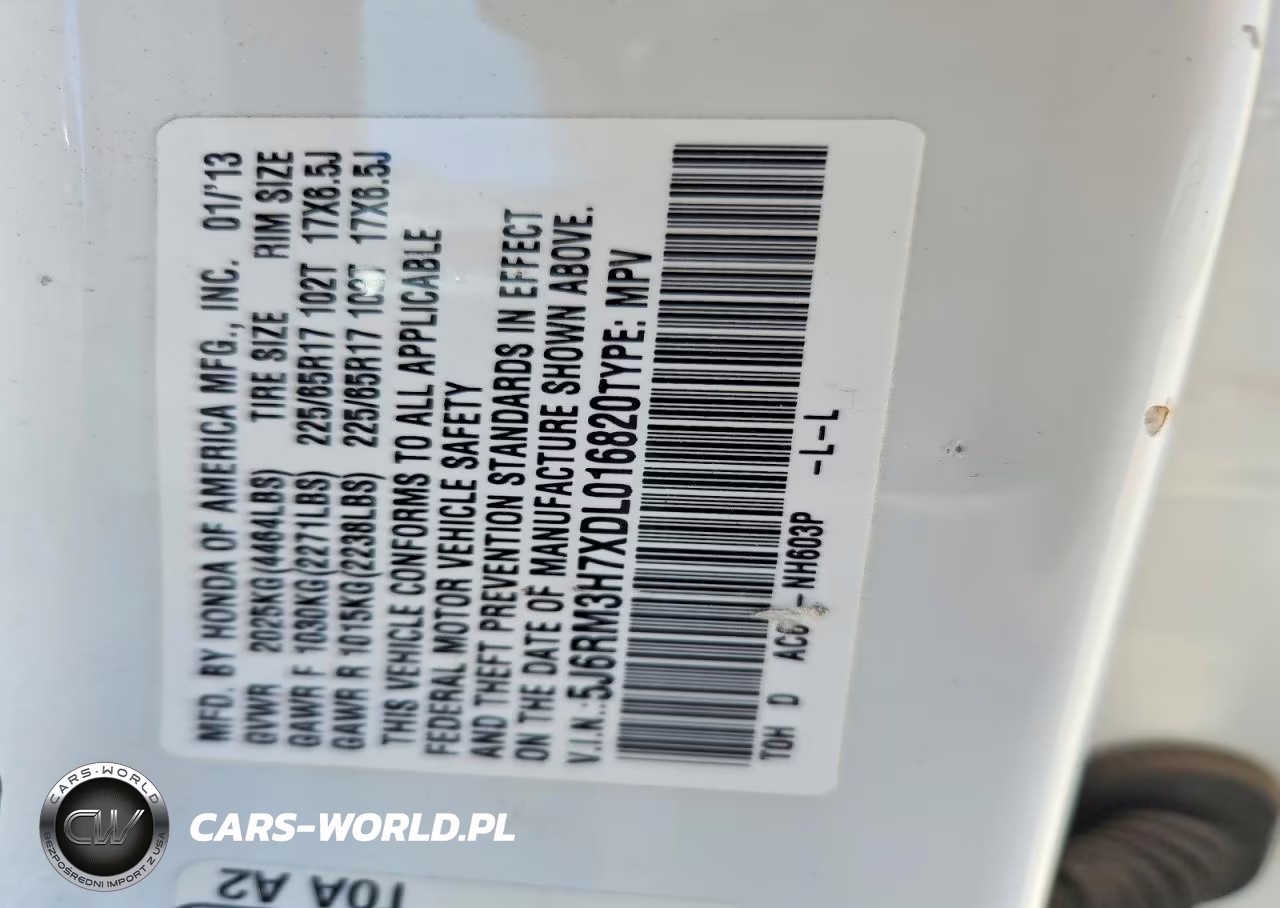 2013 Honda Cr-V Exl VIN:5J6RM3H7XDL016820 - 12