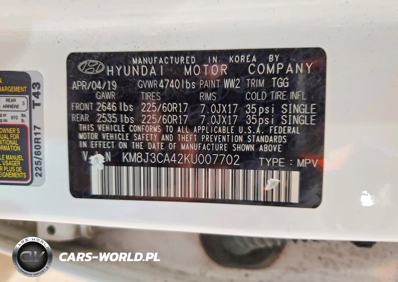 2019 Hyun Tucson VIN:KM8J3CA42KU007702 - 13