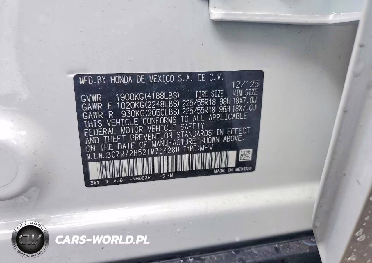 2026 Honda Hr-V Sport VIN:3CZRZ2H52TM754280 - 13