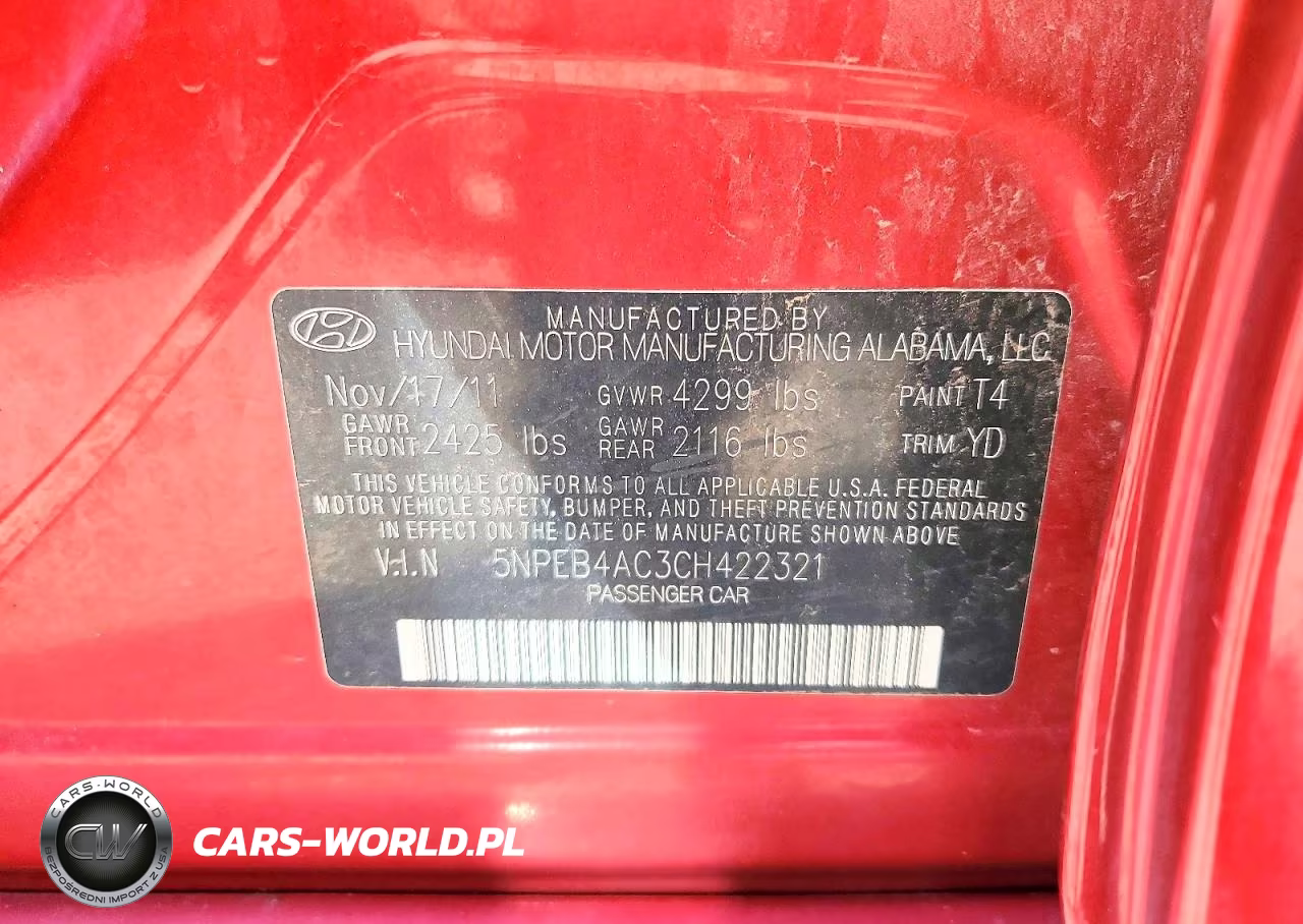 2012 Hyundai Sonata Gls VIN:5NPEB4AC3CH422321 - 12