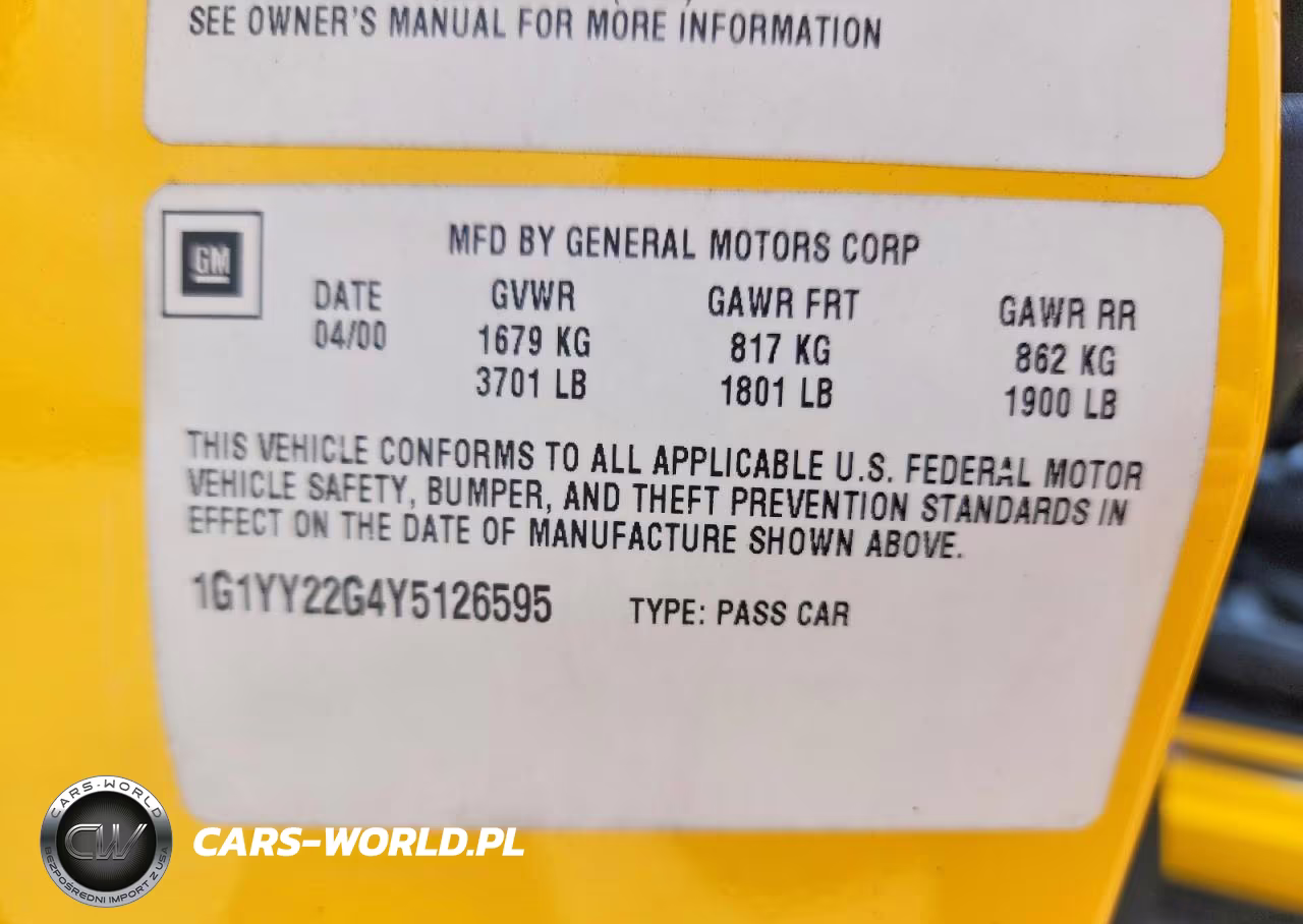 2000 Chevrolet Corvette VIN:1G1YY22G4Y5126595 - 12