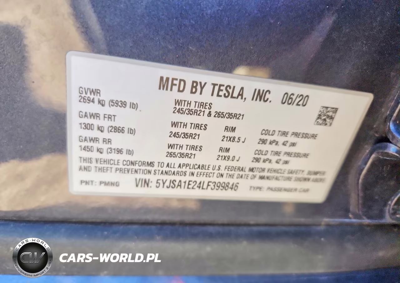 2020 Tesla Model S VIN:5YJSA1E24LF399846 - 12