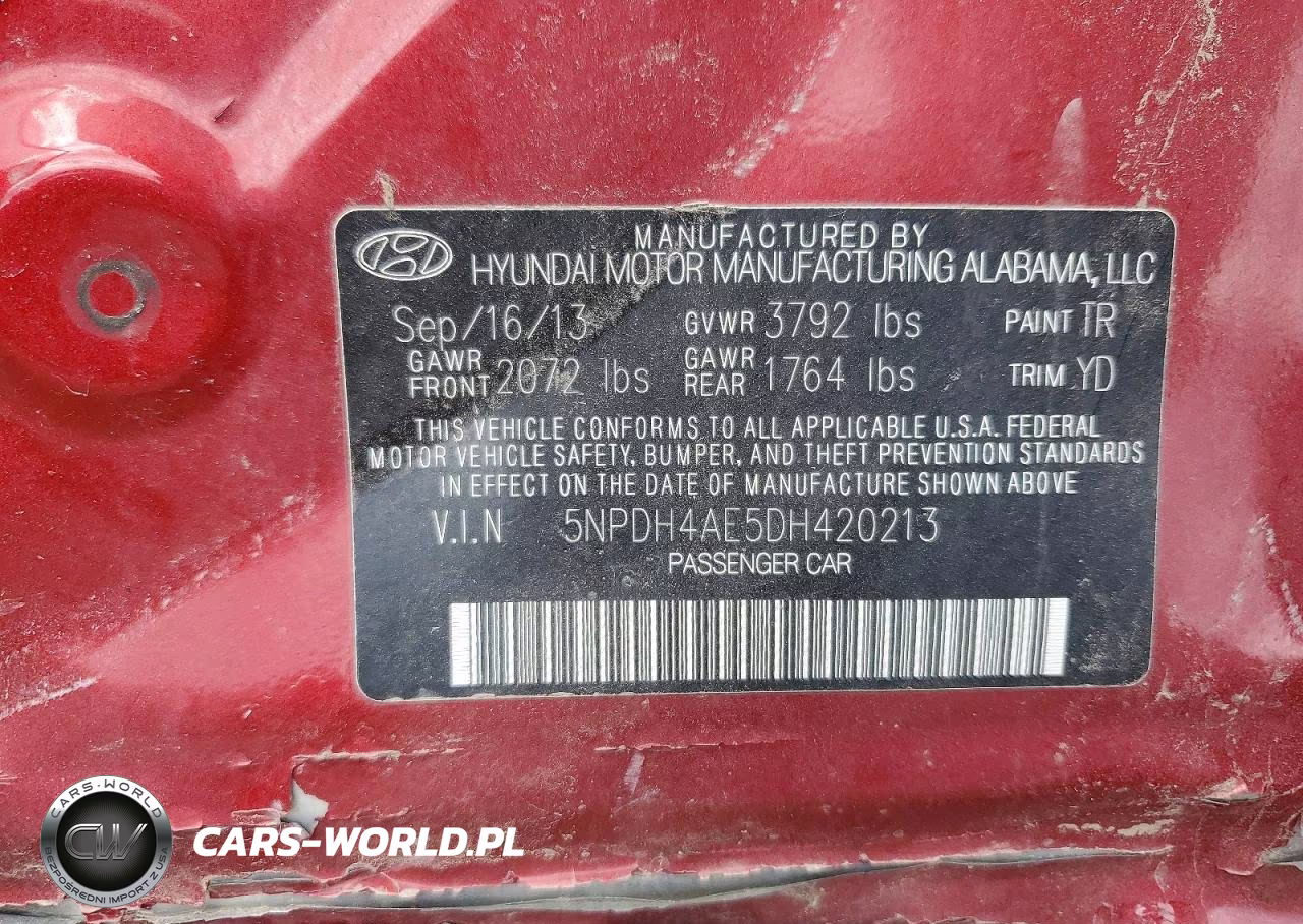 2013 Hyundai Elantra Gls VIN:5NPDH4AE5DH420213 - 12