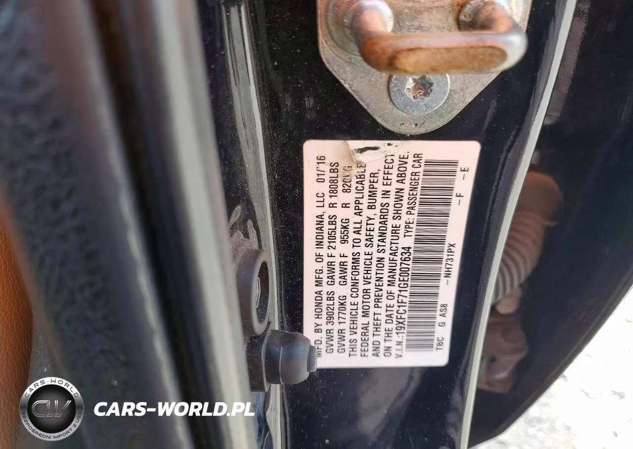 2016 Honda Civic Exl VIN:19XFC1F71GE007634 - 12