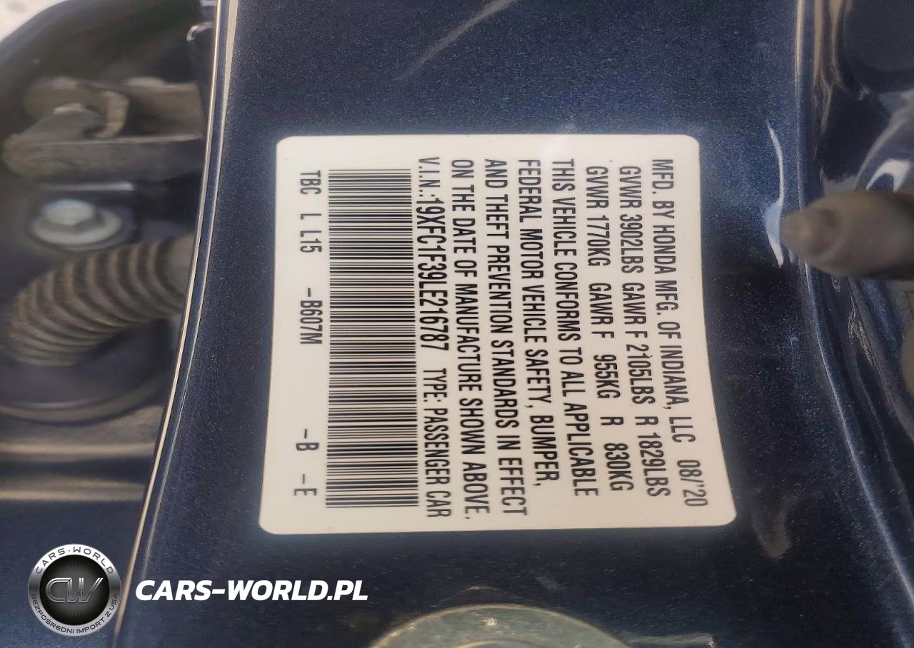 2020 Honda Civic Ex VIN:19XFC1F39LE216787 - 12