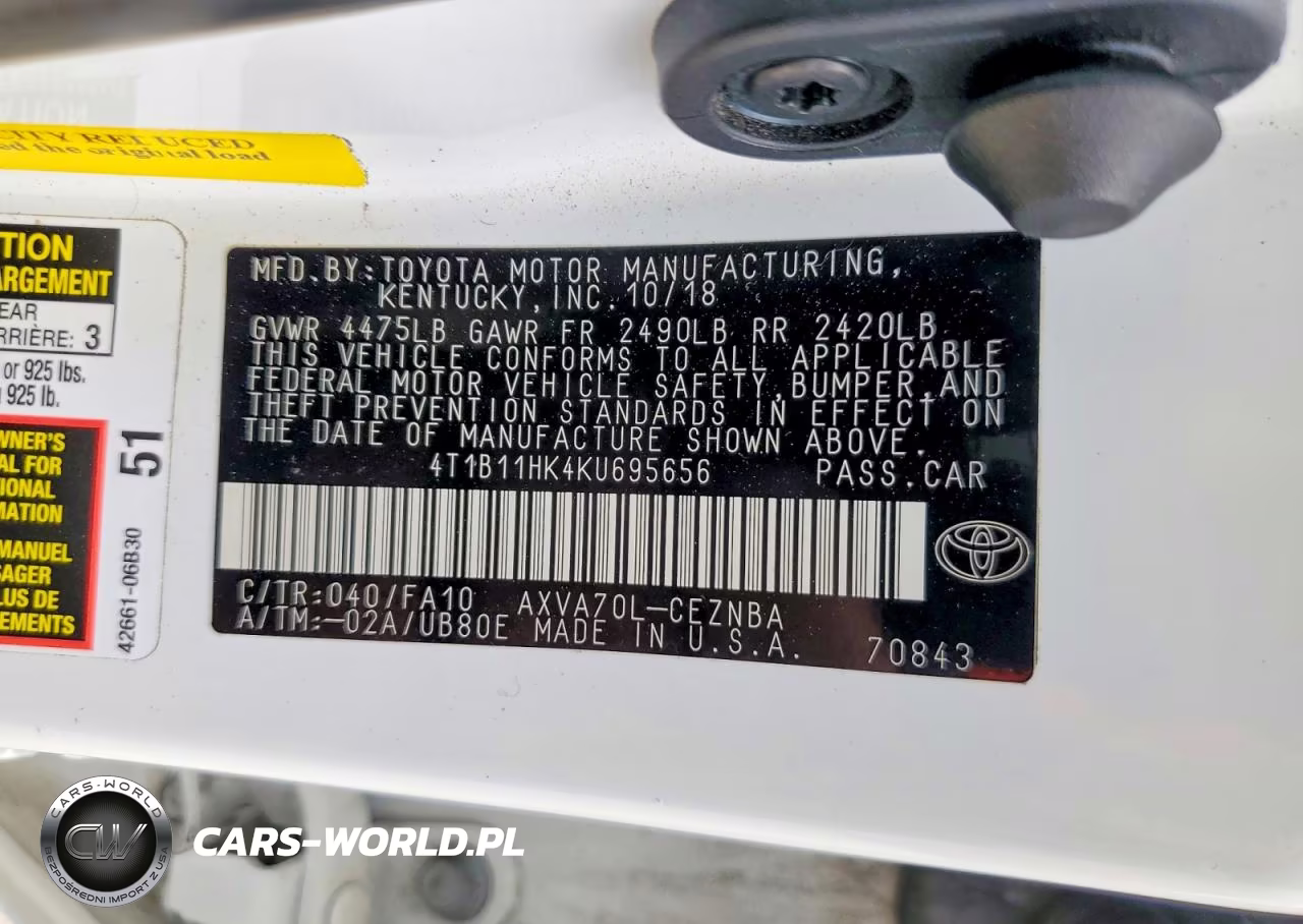 2019 Toyota Camry Le VIN:4T1B11HK4KU695656 - 13
