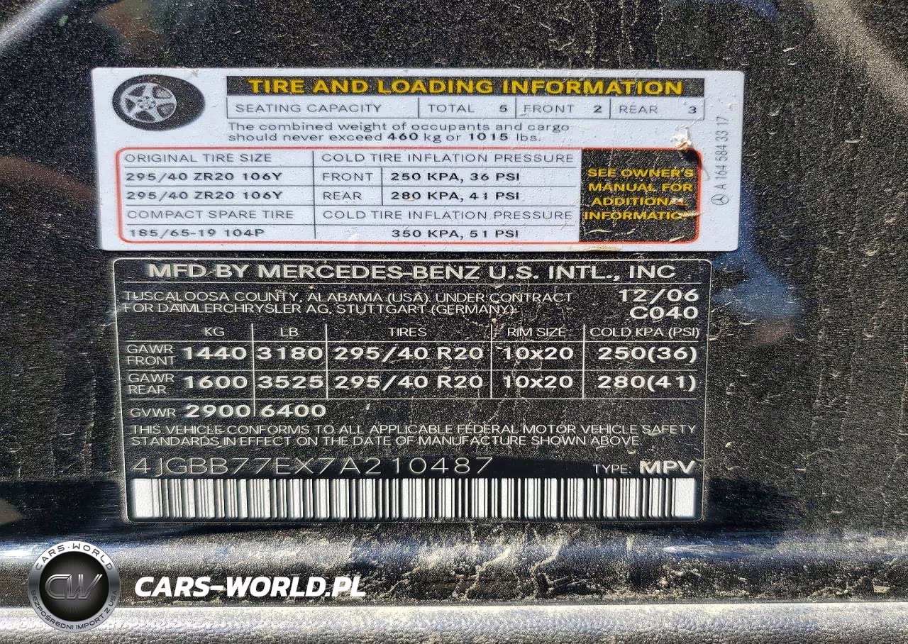 2007 Mercedes-Benz Ml 63 Amg VIN:4JGBB77EX7A210487 - 12