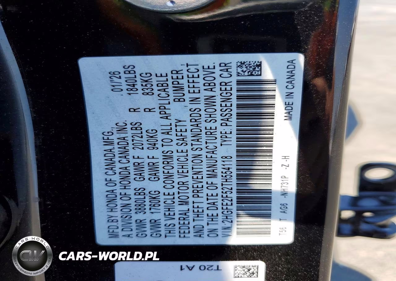 2026 Honda Civic Sport VIN:2HGFE2F52TH554118 - 13