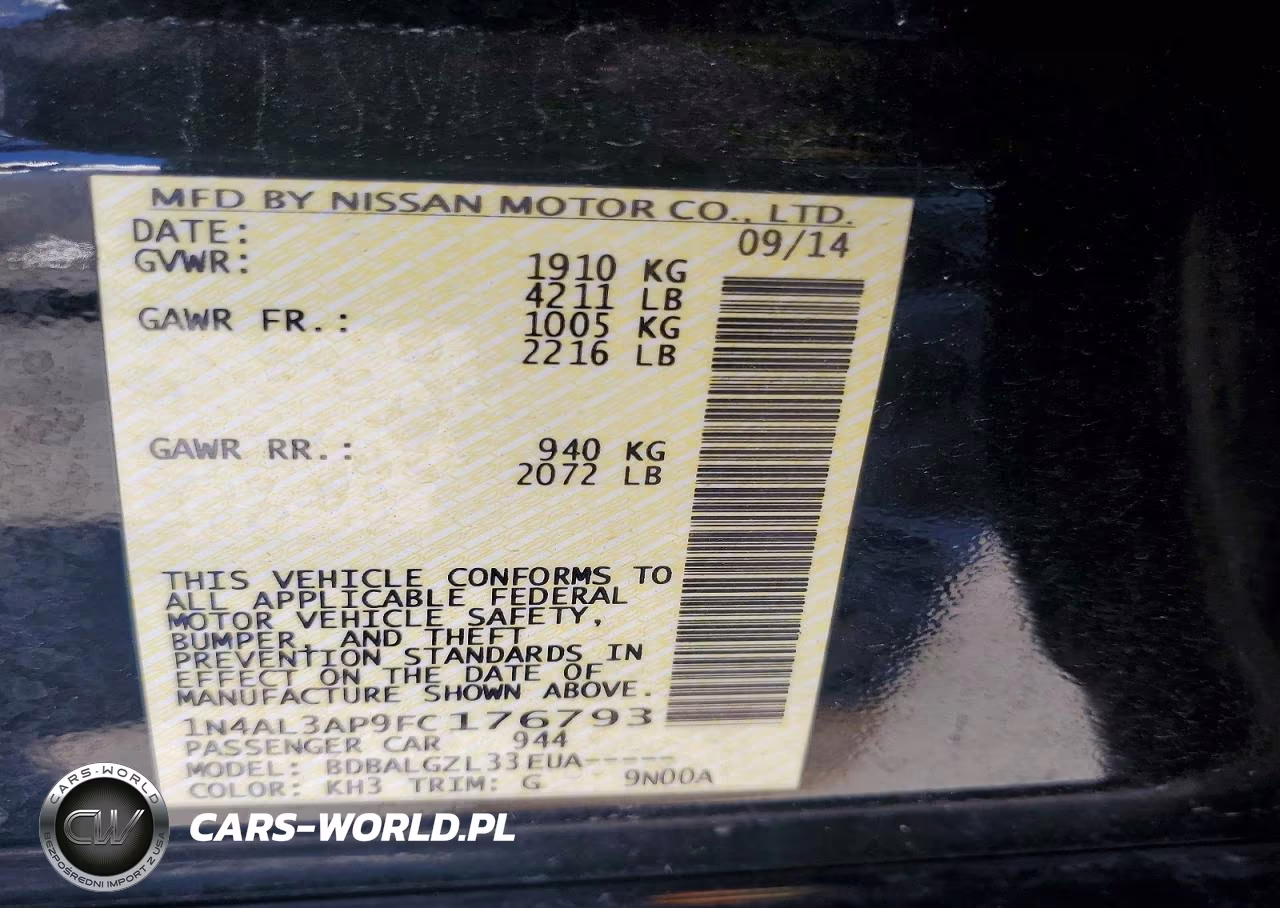 2015 Nissan Altima 2.5 S VIN:1N4AL3AP9FC176793 - 12