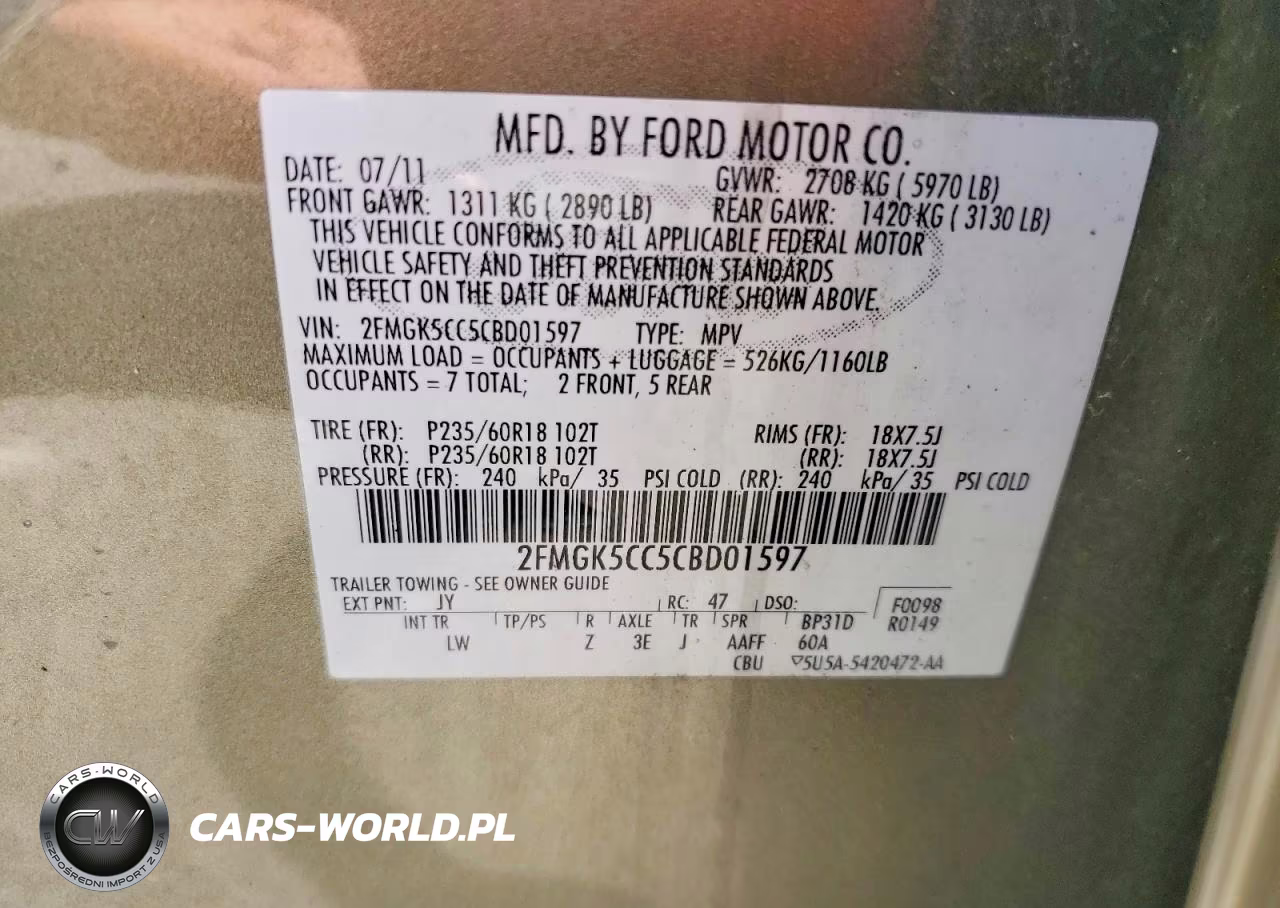 2012 Ford Flex Sel VIN:2FMGK5CC5CBD01597 - 13