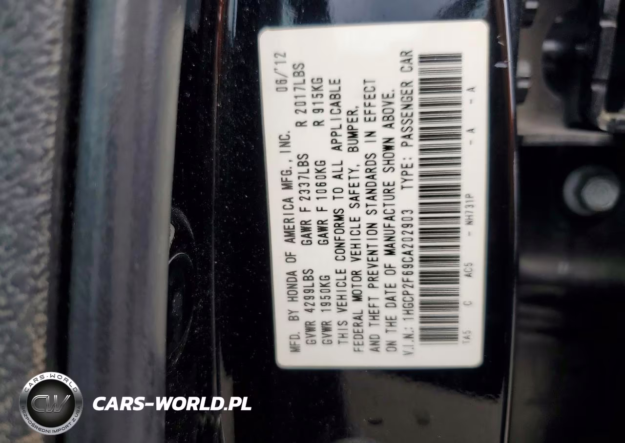2012 Honda Accord Se VIN:1HGCP2F69CA202903 - 12