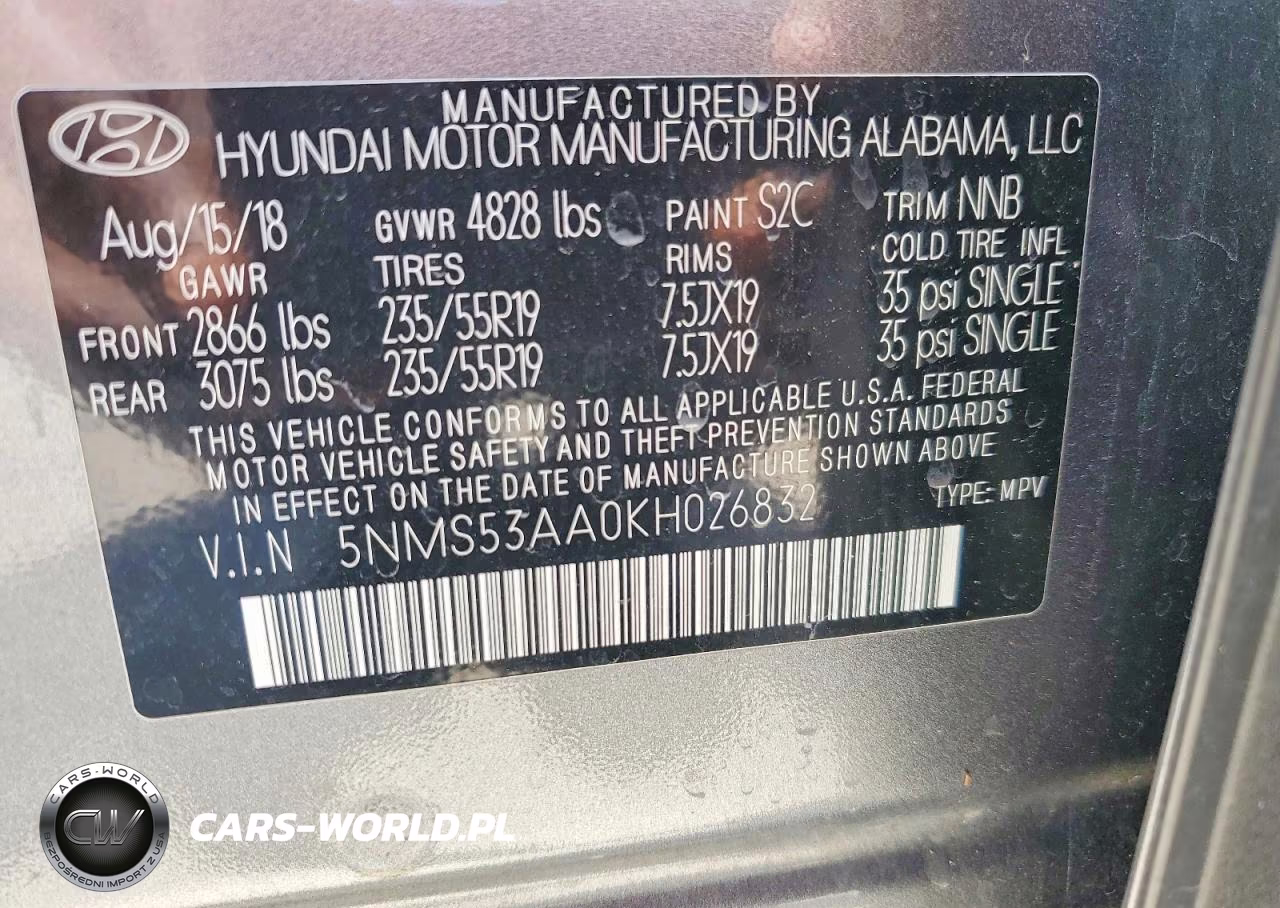 2019 Hyundai Santa Fe Limited 2.0T VIN:5NMS53AA0KH026832 - 13