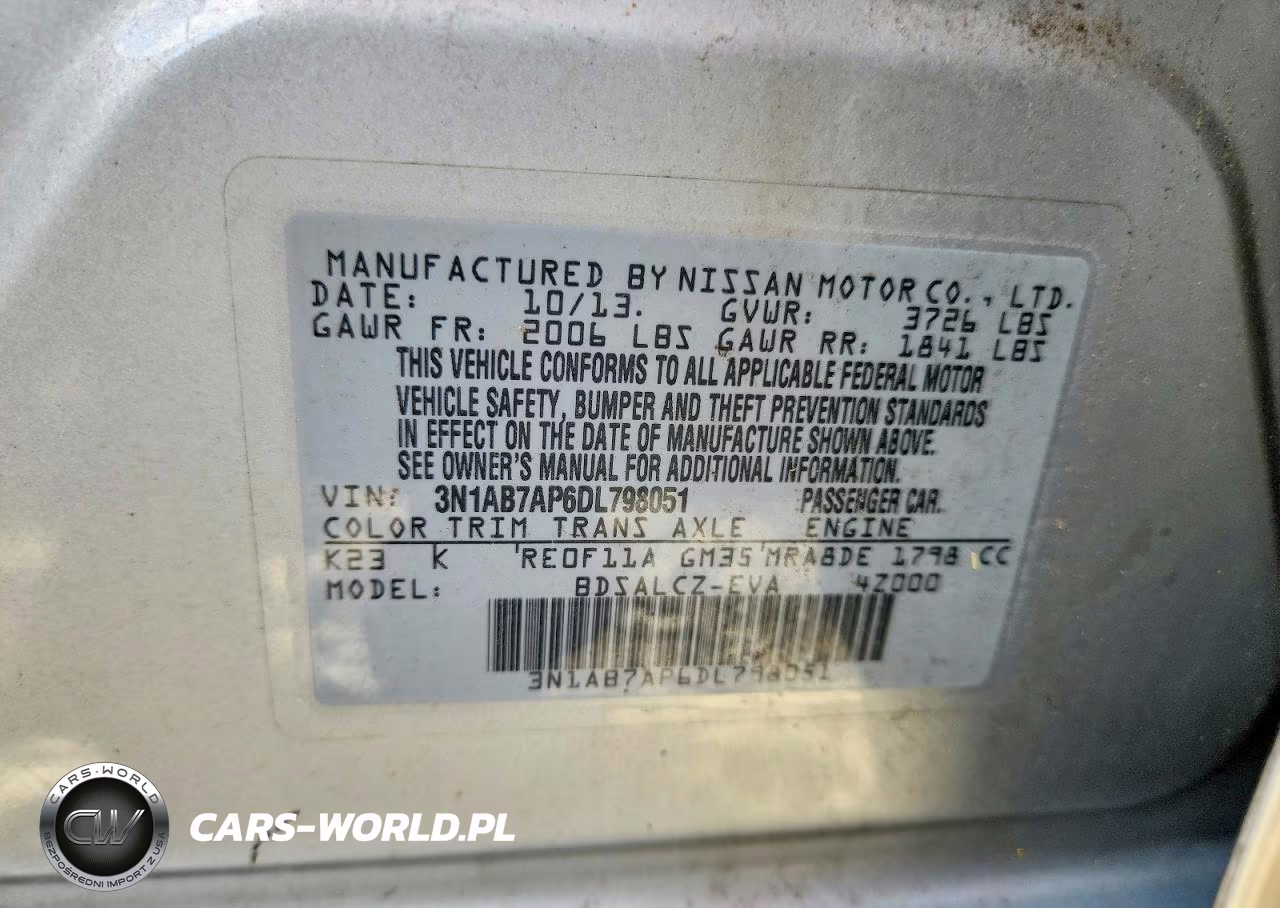2013 Nissan Sentra S VIN:3N1AB7AP6DL798051 - 12