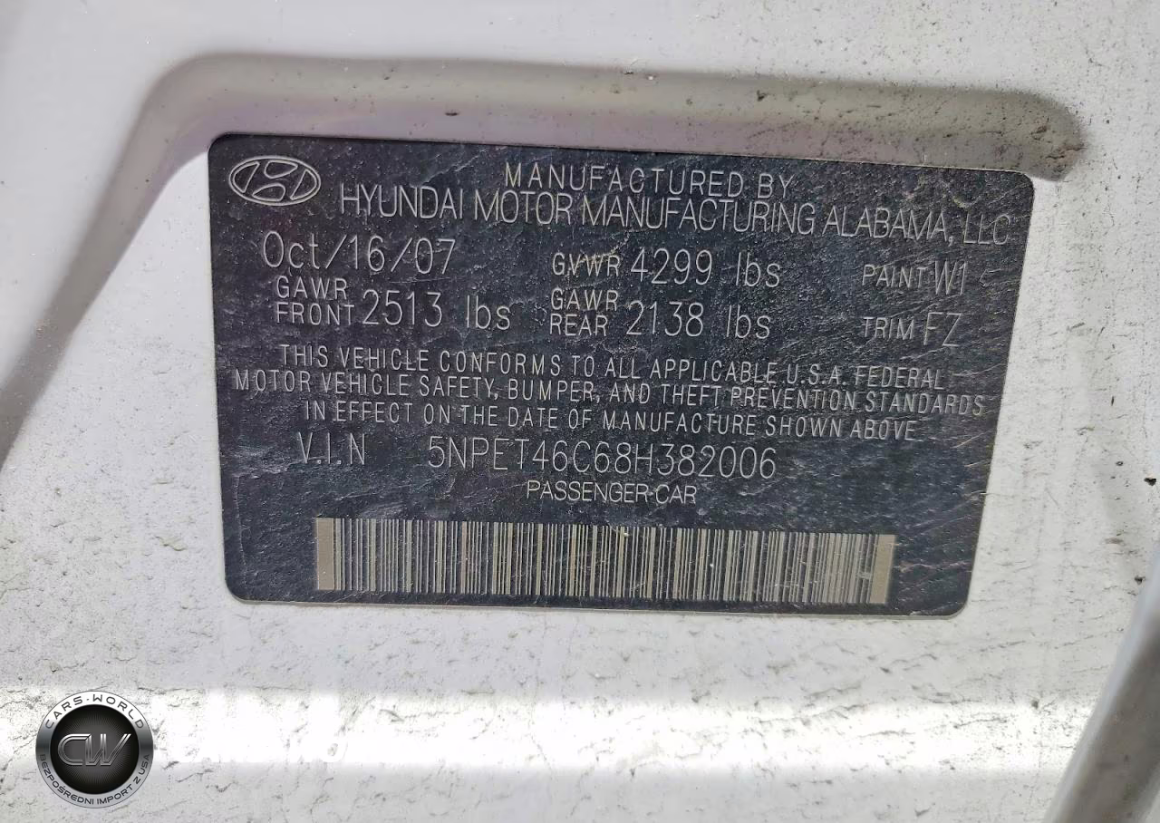 2008 Hyundai Sonata Gls VIN:5NPET46C68H382006 - 12