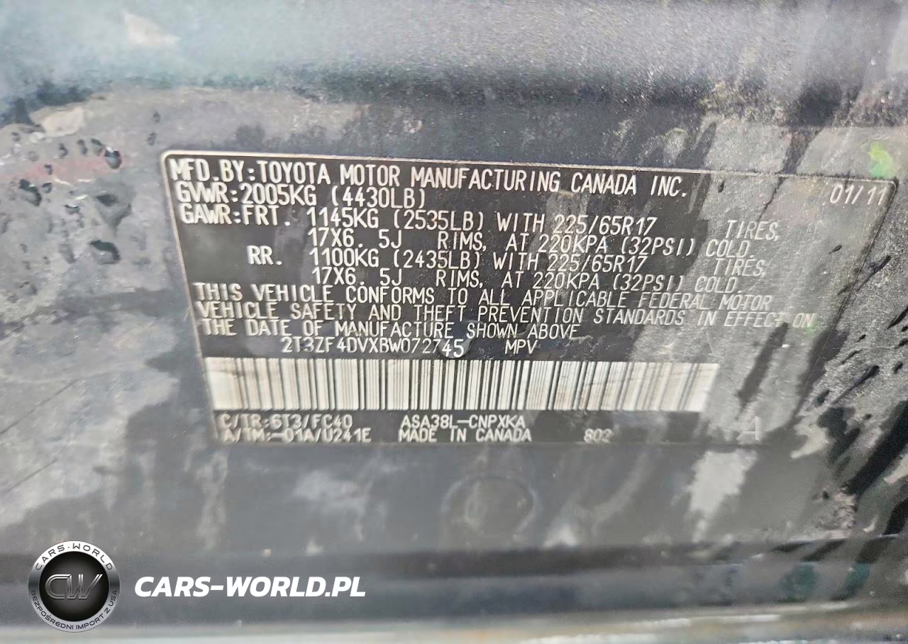 2011 Toyota Rav4 Base VIN:2T3ZF4DVXBW072745 - 13