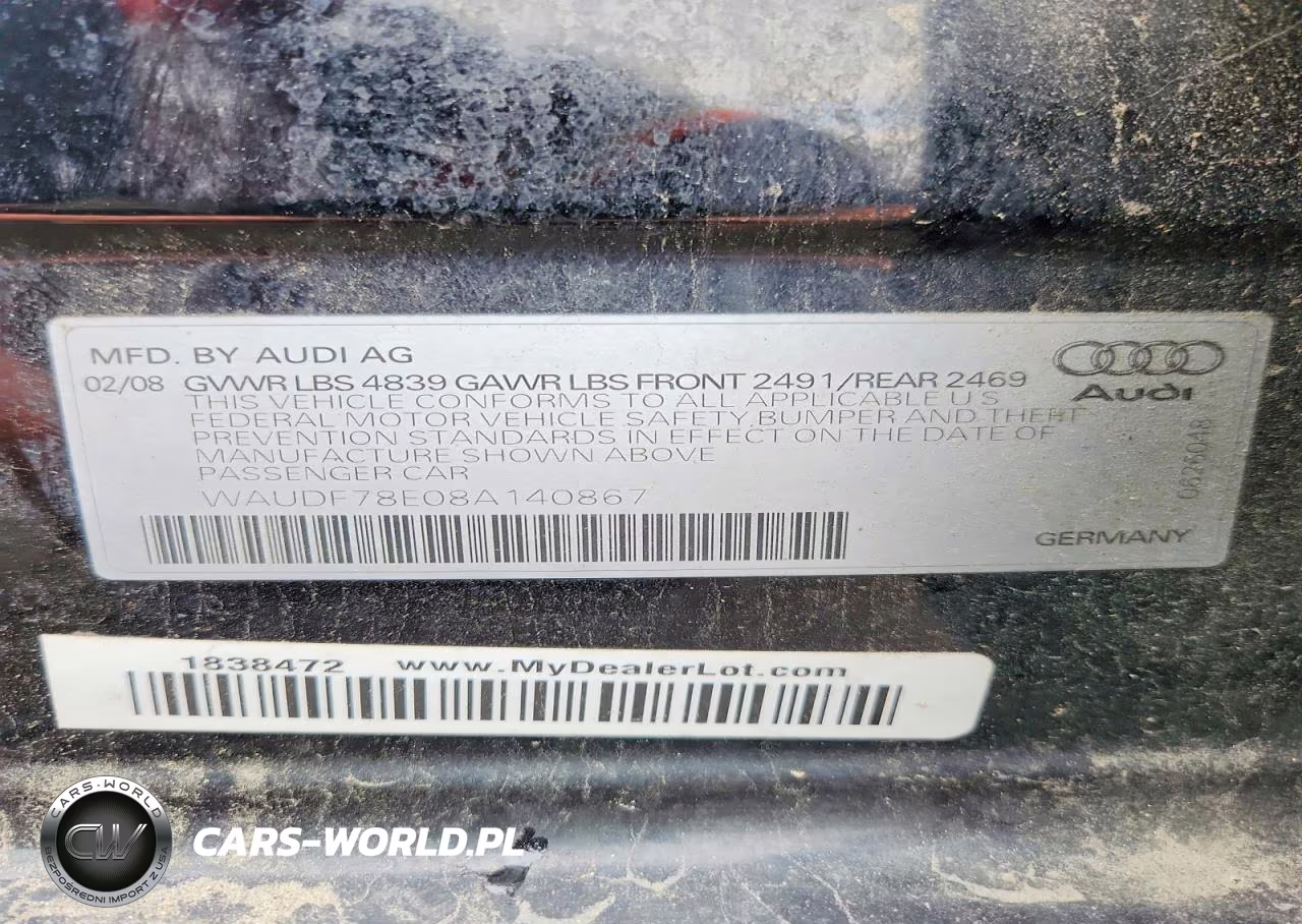 2008 Audi A4 2.0T Quattro VIN:WAUDF78E08A140867 - 12