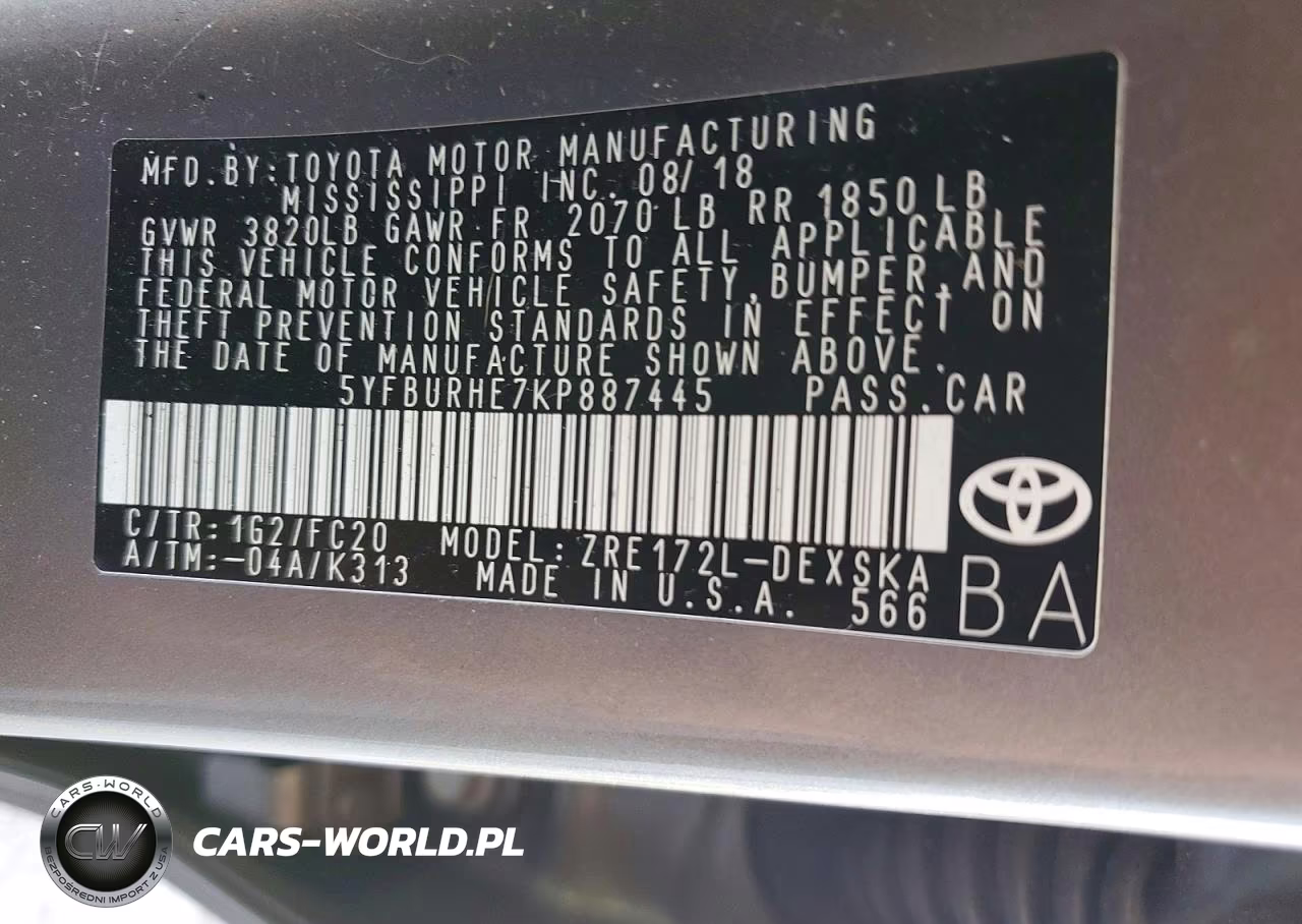 2019 Toyota Corolla Se VIN:5YFBURHE7KP887445 - 13