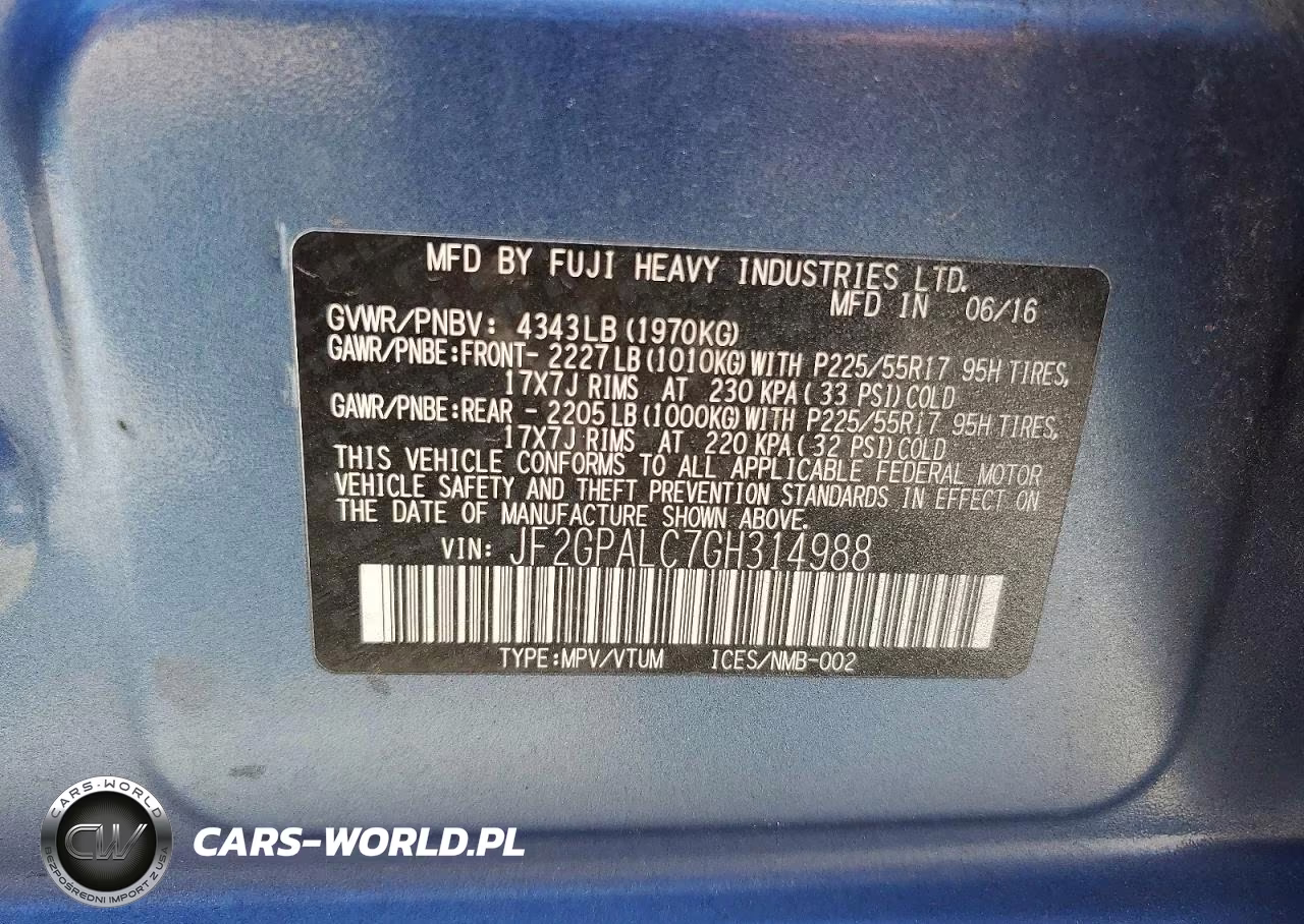 2016 Subaru Crosstrek Limited VIN:JF2GPALC7GH314988 - 12