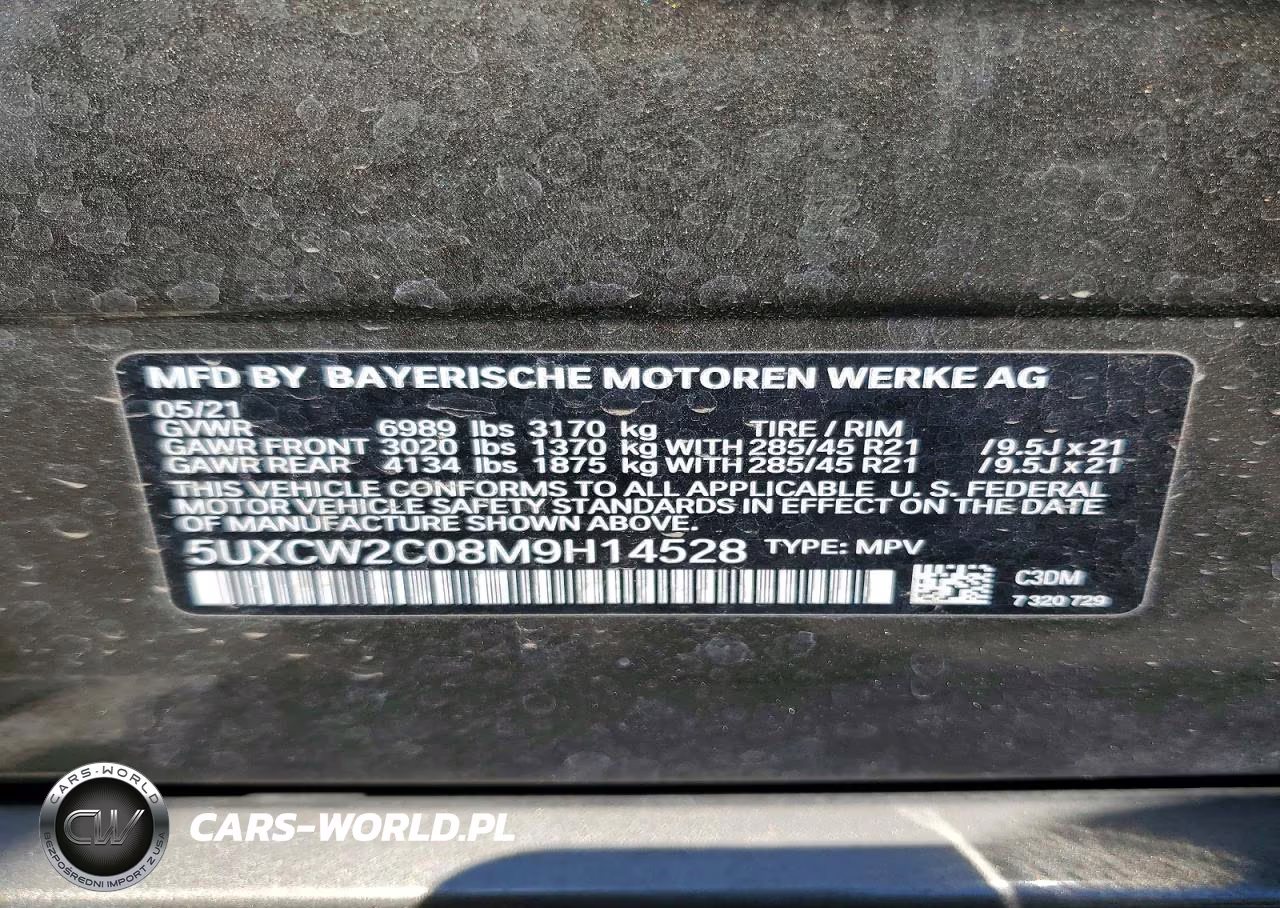 2021 BMW X7 xDrive40I VIN:5UXCW2C08M9H14528 - 14