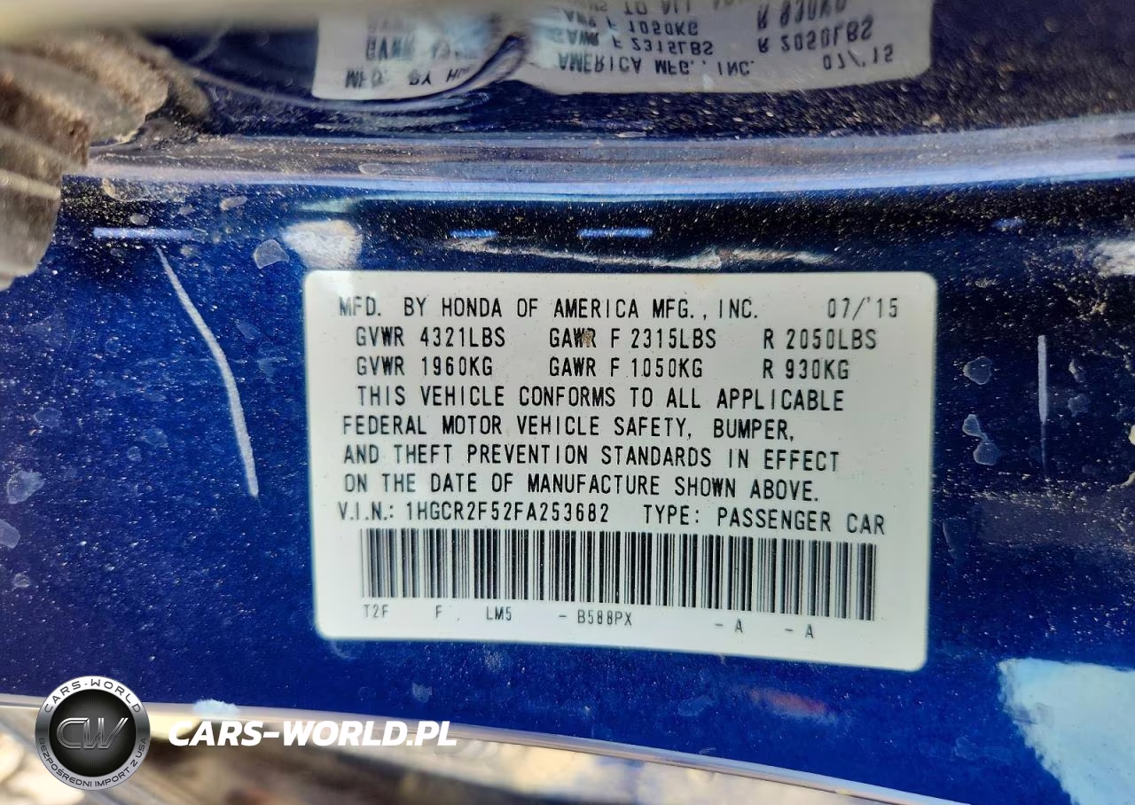 2015 Honda Accord Sport VIN:1HGCR2F52FA253682 - 13