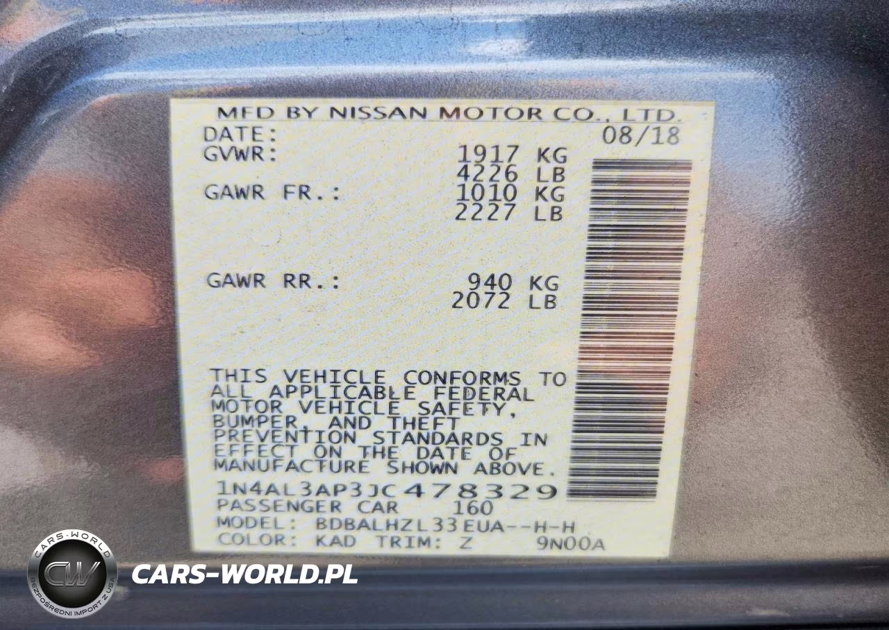 2018 Nissan Altima 2.5 S VIN:1N4AL3AP3JC478329 - 13