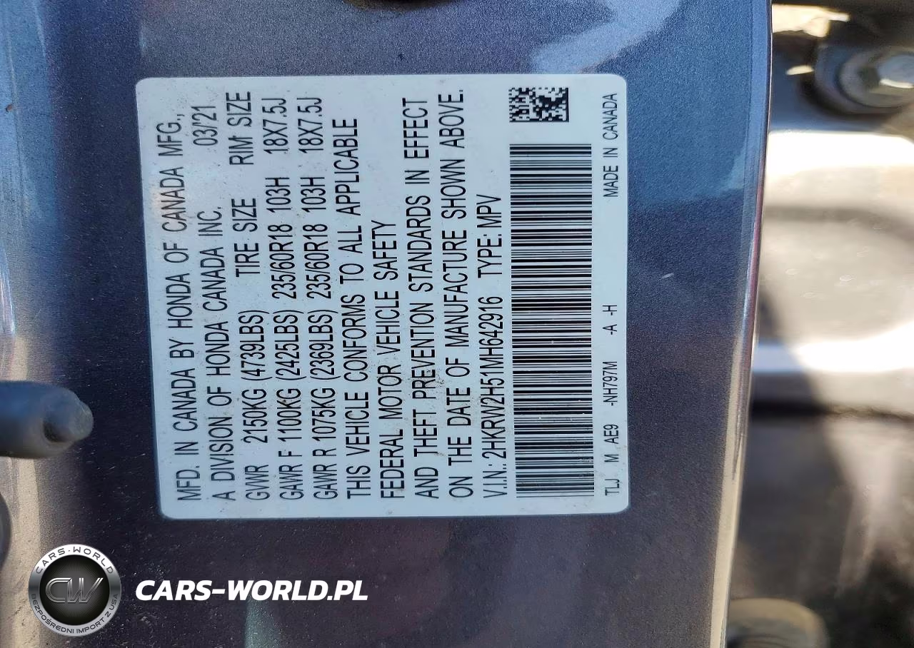 2021 Honda Cr-V Ex VIN:2HKRW2H51MH642916 - 13